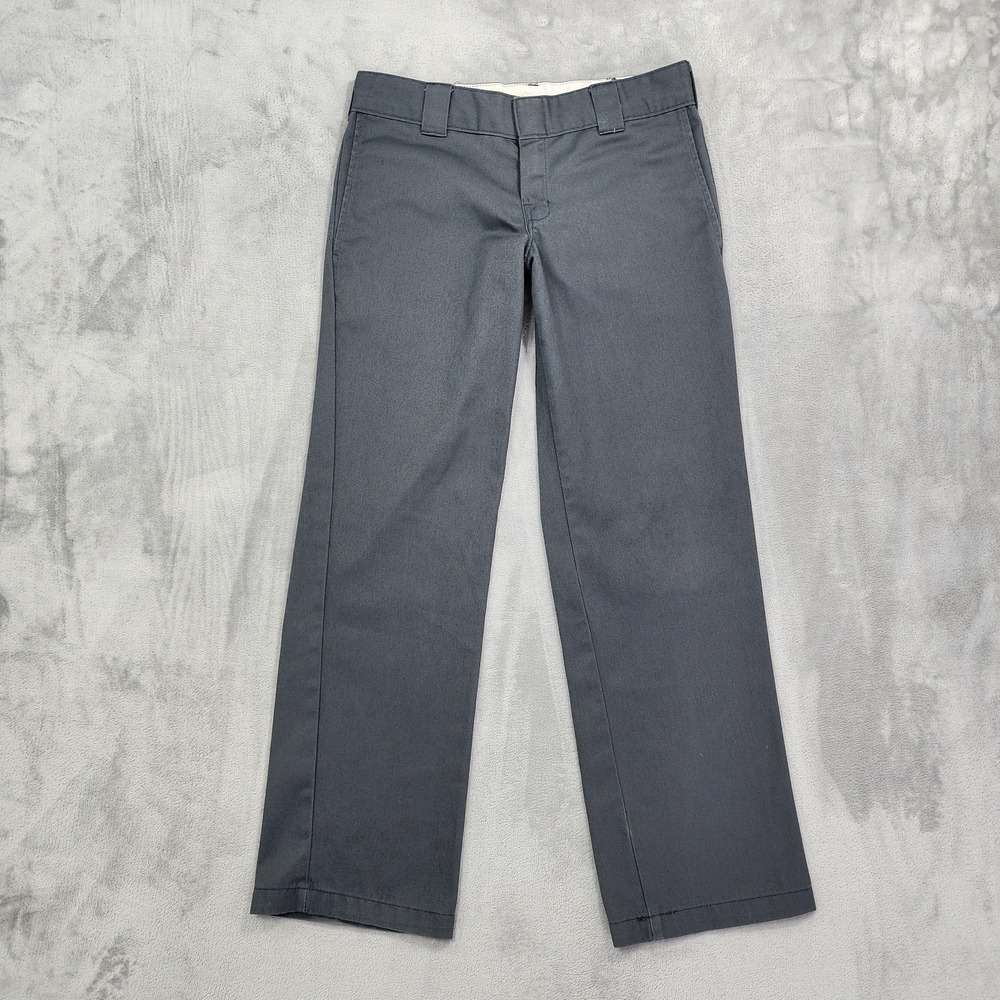 Dickies Pants Mens 30x30 Gray Slim Straight 874‎ Work Chino Flat Front Workwear